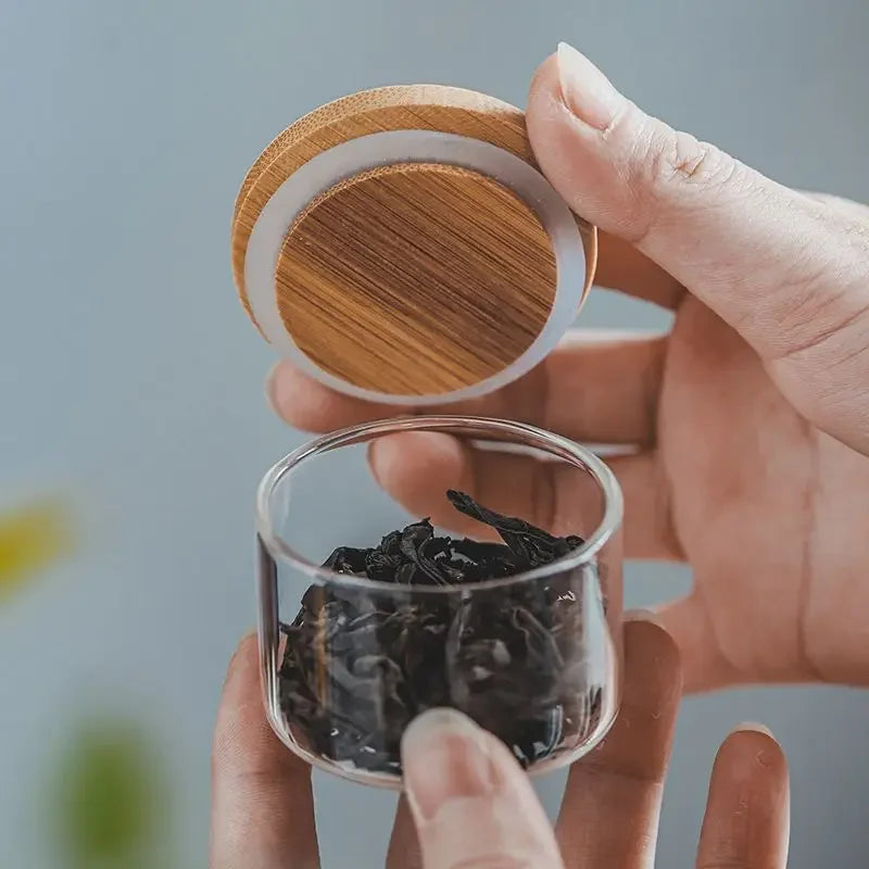 Portable Travel Tea Jar Mini Glass Small Sealed Jar Business Travel Dispenser Bottle Small Tea Storage Jar Oasis Select