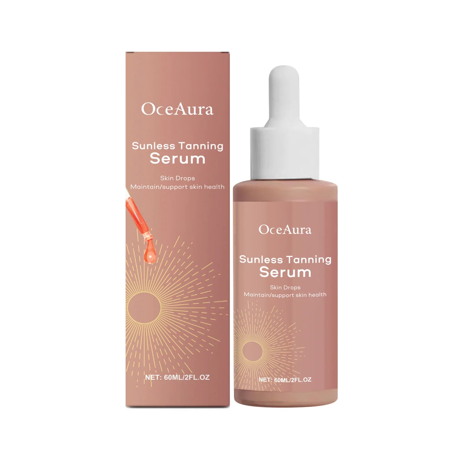 OceAura Herbal Self Tanner Serum – Natural Bronzer Drops Self Tanning Serum Oasis Select 60ml boxed