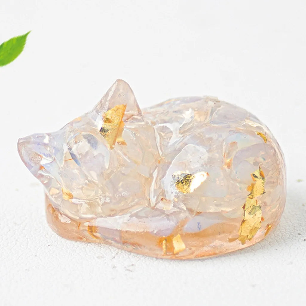 Shaped Decoration Compact Sleeping Figurine Resin Statue Modern Animal Decorative Figurine For Bedroom Study Home Oasis Select Clear White