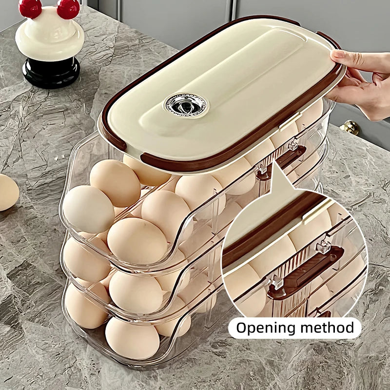 Automatic Rolling Egg Storage Rack – Fridge Organizer Box Egg Storage Rack Oasis Select