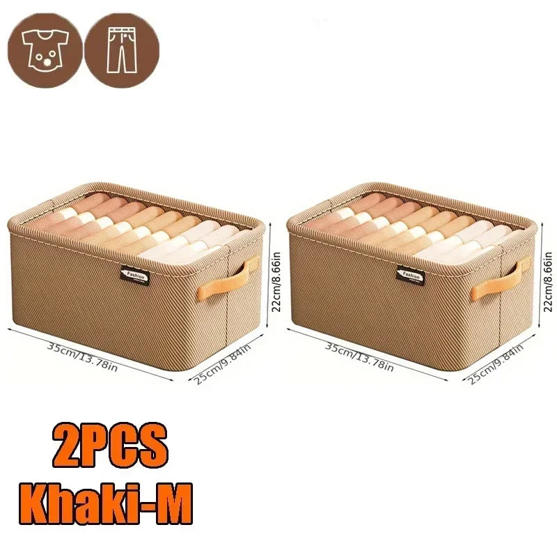 Thicken Clothes Organizer Pants Sweater Storage Cabinets Drawers Organizer Jeans Storage Box Wardrobe Clothes Storage Organizers Oasis Select Khaki M 2PCS