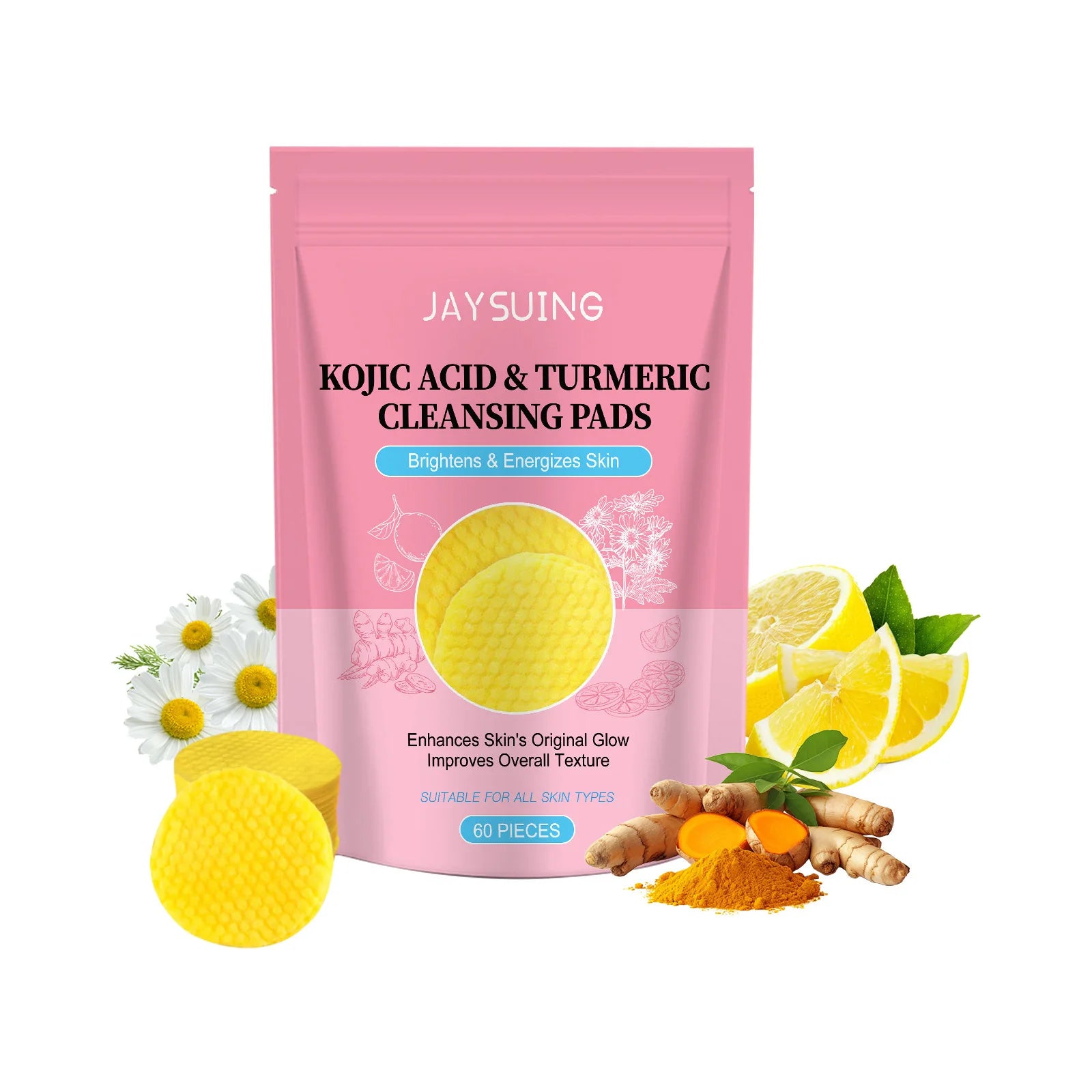 Turmeric Exfoliating Facial Pads – Anti-Acne & Deep Cleanse Exfoliating Facial Pads Oasis Select 60pcs bag soft skin