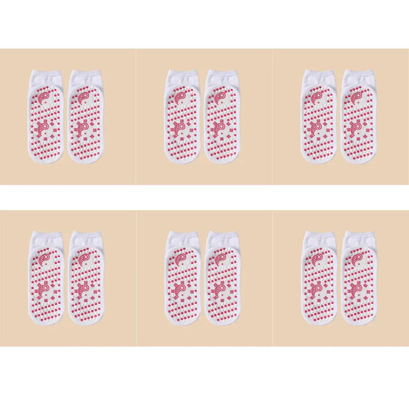 1/2/4/6pairs Self-Heating Socks Winter Warm Thermal Health Care Socks Slimming Health Short Sock Magnetic Therapy Health Sock Oasis Select 6pairs white