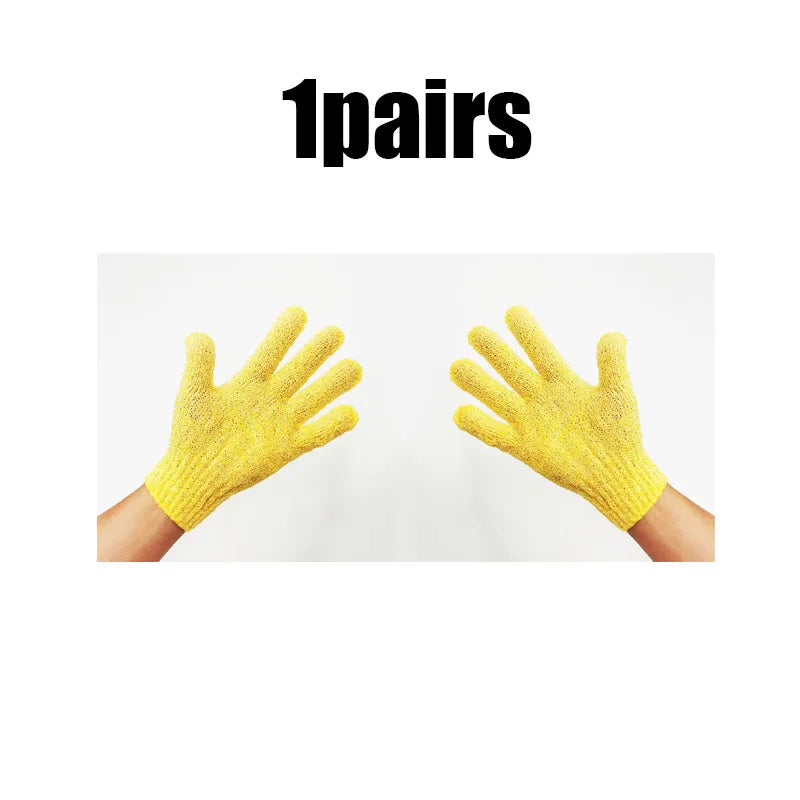 1/2/3pairs Body Cleaning Gloves Washcloth Soft Brush Home Hotel Bathroom Shower Ball Back Scrubber Exfoliating Skin Bath Gloves Oasis Select 1pairs yellow