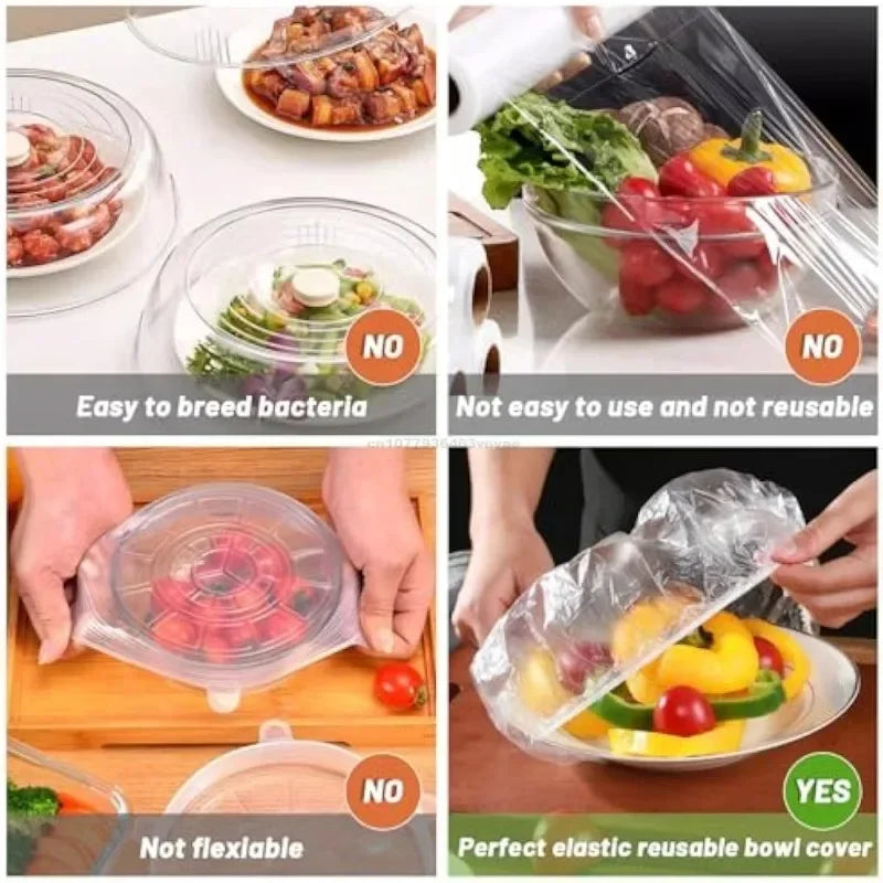 Reusable Disposable Food Cover Plastic Wrap Durable Elastic Food Lids for Bowls Elastic Plate Covers For Kitchen Food Saver Bag Oasis Select