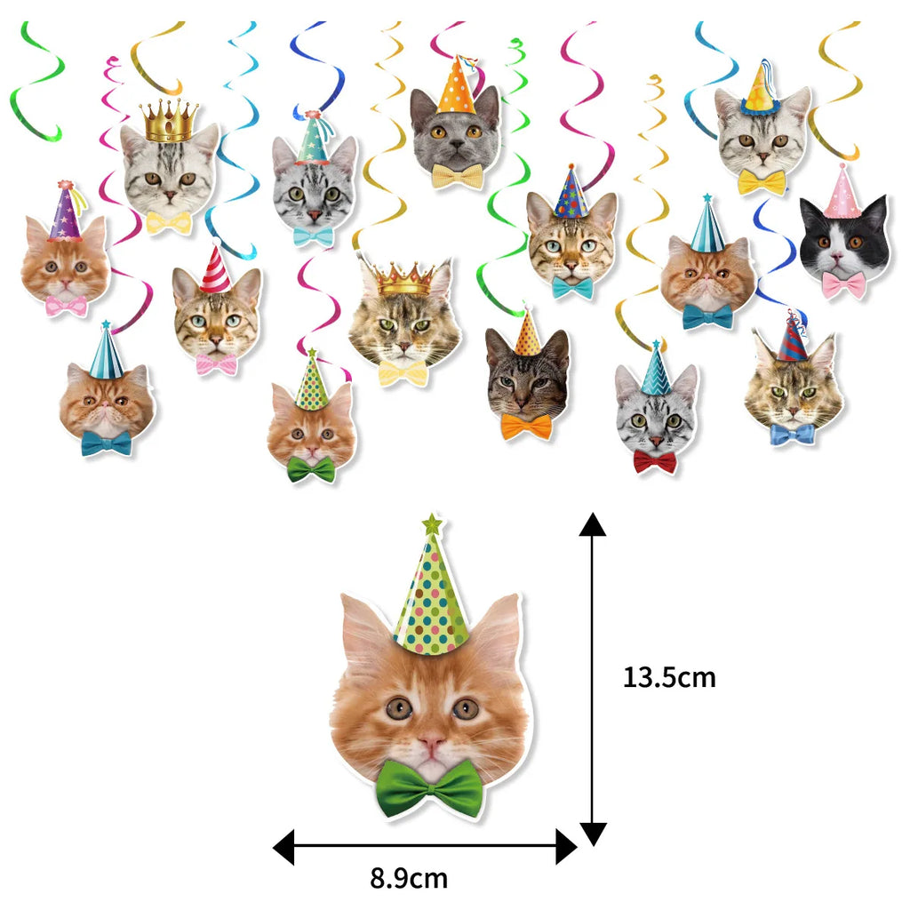 Cat Party Decor Must - Haves: Spiral Cat Head Hanging Cards - Perfect for Pet Cat Gathering Decor Oasis Select