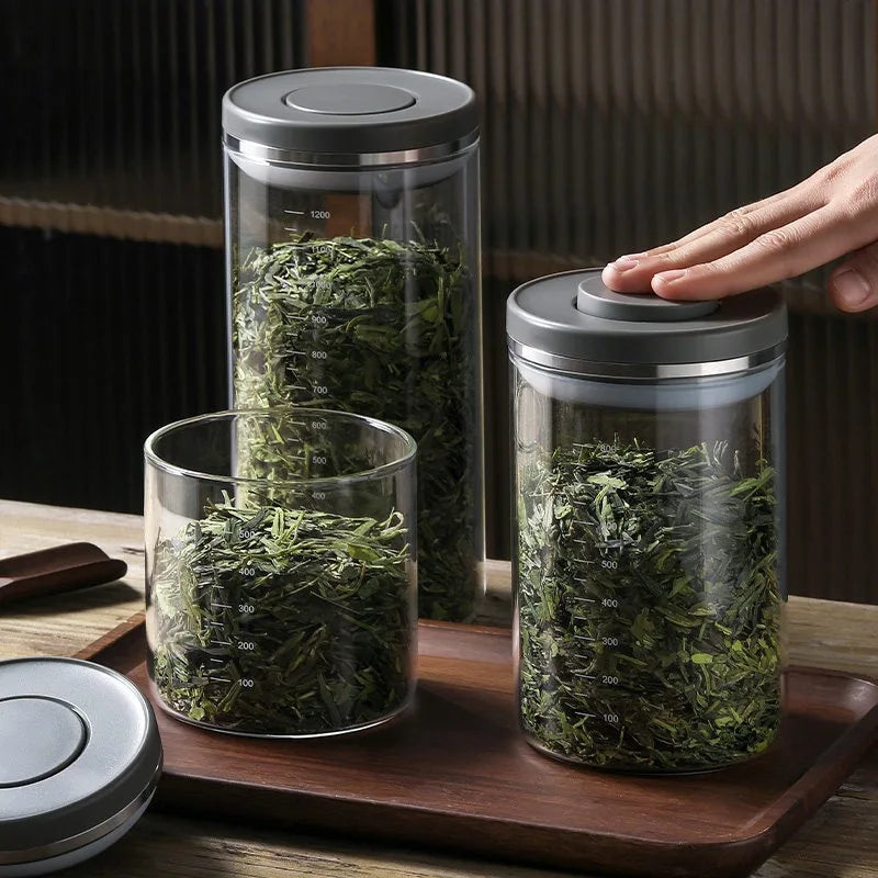 Glass Jar Micro Vacuum Sealed Jar Press Moisture-proof Flower Glue Tangerine Peel Storage Coffee Bean Storage Oasis Select