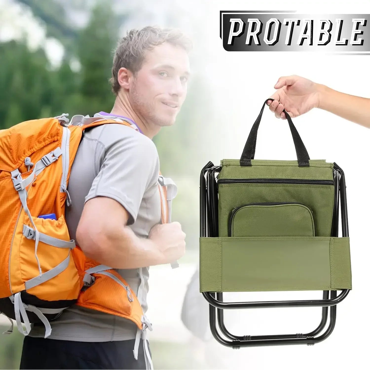 Fishing Stool Detachable Portable Folding Chair Beach Camping Chair with Cooler Bag Backrest Lightweight Outdoor Folding Chair Oasis Select