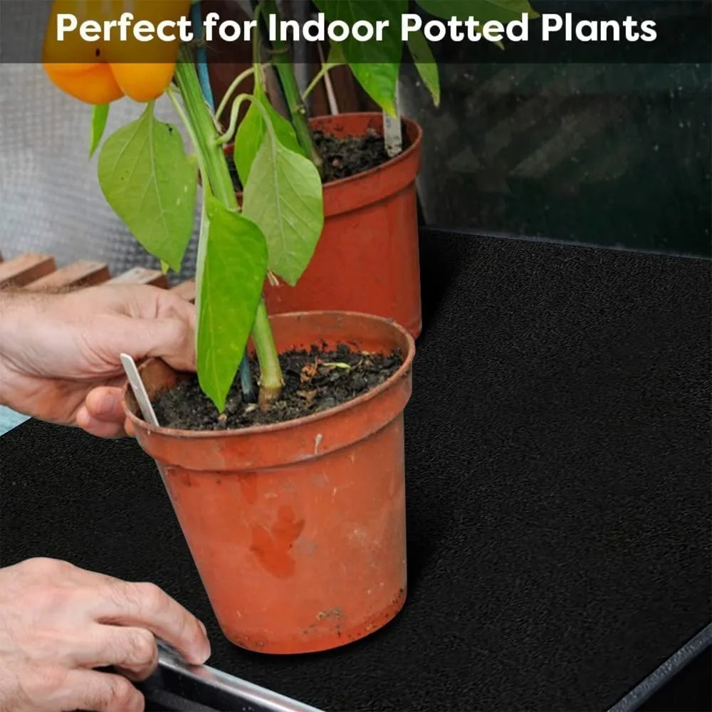 Breathable Watering Capillary Mat Reusable Eco-Friendly Basket Liner Mat with 10 Plant Tags Black Automatic Plant Watering Mat Oasis Select