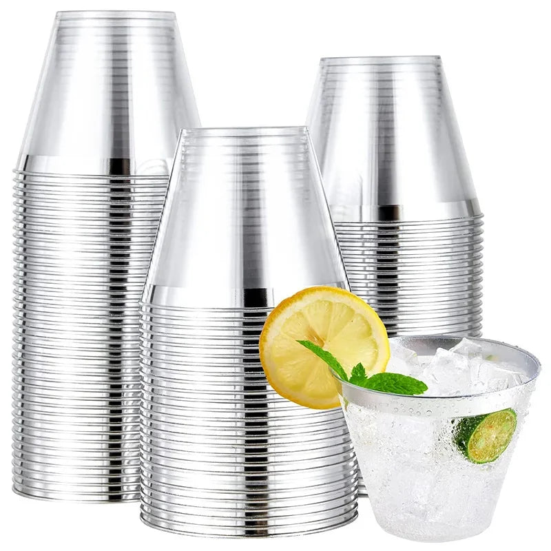 25PCS Disposable Champagne Clear Plastic Cup Outdoor Picnic Cup Drinking Cup for Parties Birthdays Weddings Cocktail Party Oasis Select