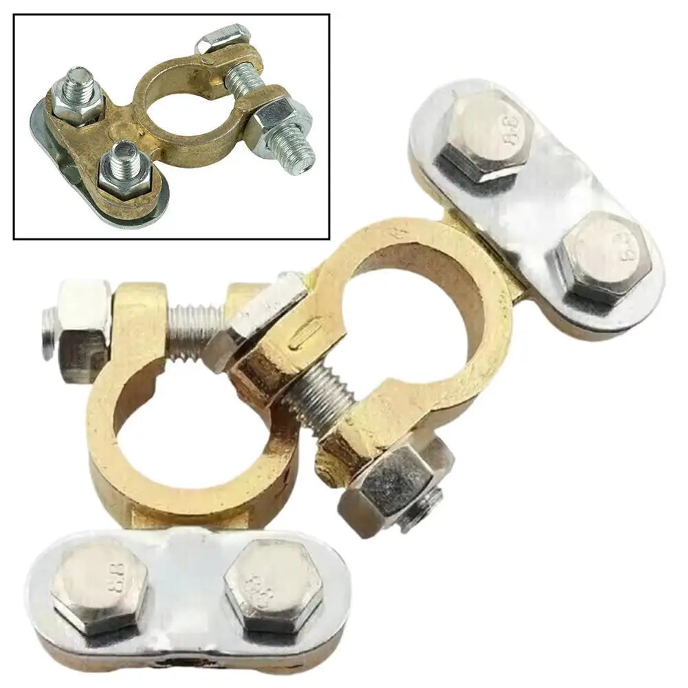 Brass Battery Terminal Connectors – Positive & Negative Pair