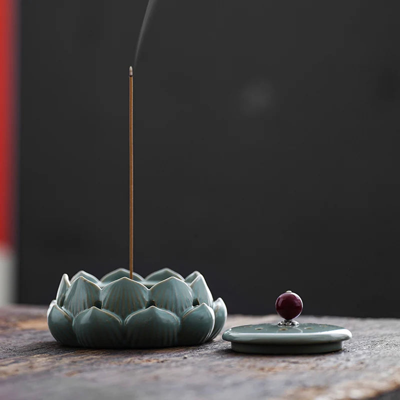 Tea Ceremony Plate Incense Burner Household Agarwood Lotus Ceramic Incense Box Sandalwood Incense Holder Oasis Select