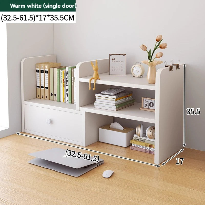 Bookshelf Office Desktop Storage Shelves Multi layer Scalable Shelves Student Desk Storage Boxes Small Bookcases Oasis Select white30-60-A