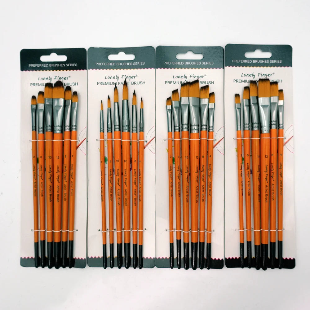 Paint Brushes Set of 6/24pcs Wooden Handles Brushes，Professional Artist Series with Filbert, Round, Angle, Flat for Watercolor, Oasis Select