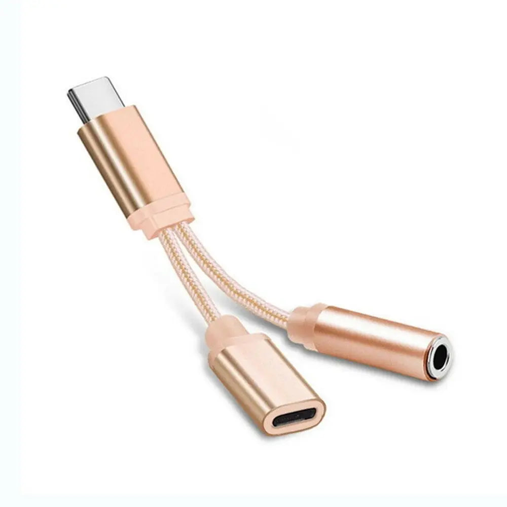 Adapter Type C to 3.5mm Aux Cable 2 In 1 3.5mm Jack Type-C To 3.5mm Connector Usb C Cable Audio Cables Type C To 3.5 mm Adapter Oasis Select gold