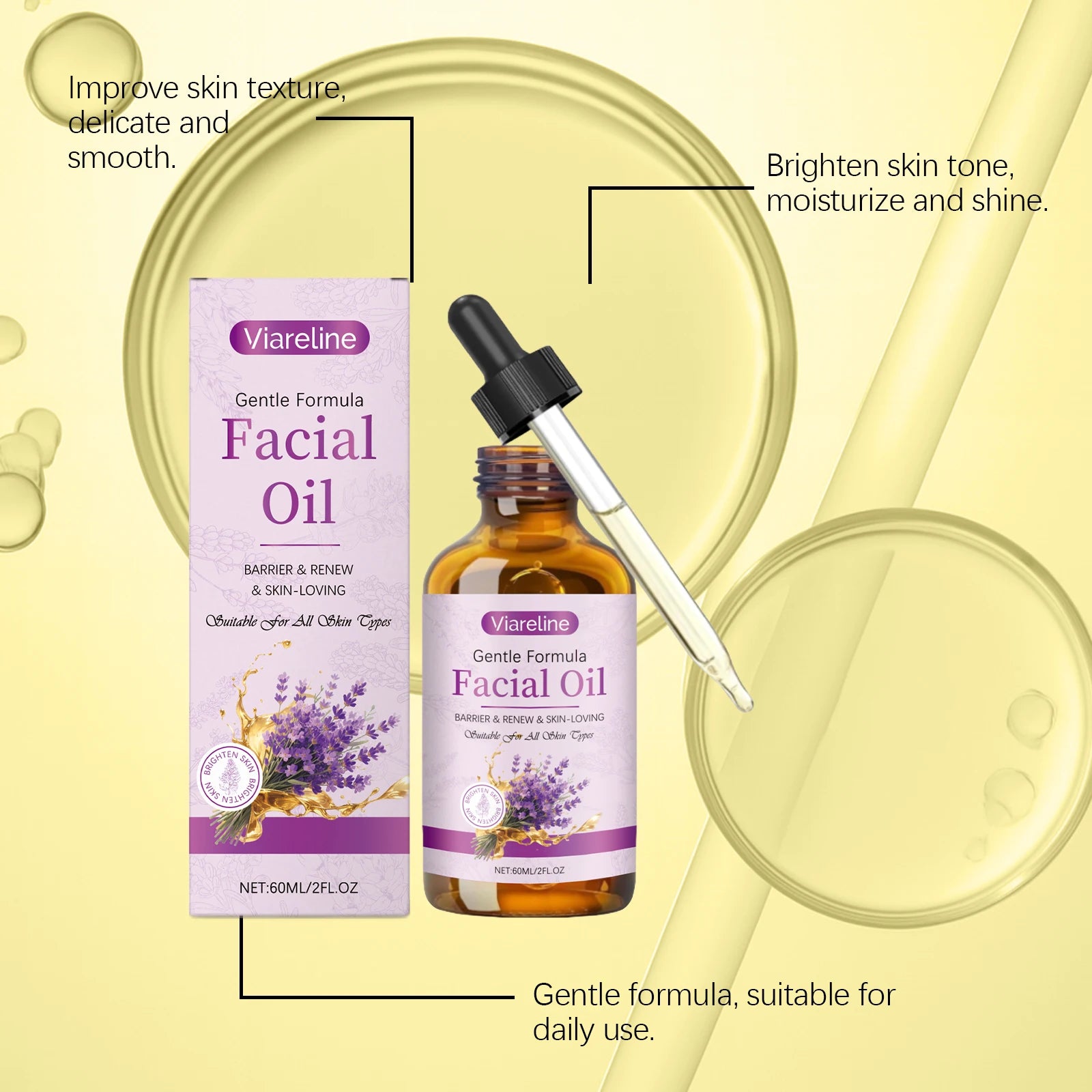 Lavender Facial Moisturizing Oil - Nourishing Facial Oil for Enhancing Complexion Radiance and Gentle Skincare Oasis Select
