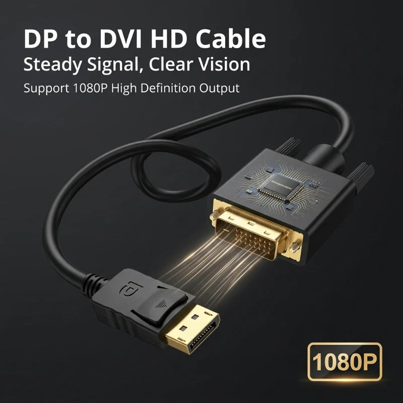 1080P HD DP to DVI Adapter DisplayPort Display Port to DVI Cable Adapter Converter Male to Female for Monitor ProjectorDisplays Oasis Select