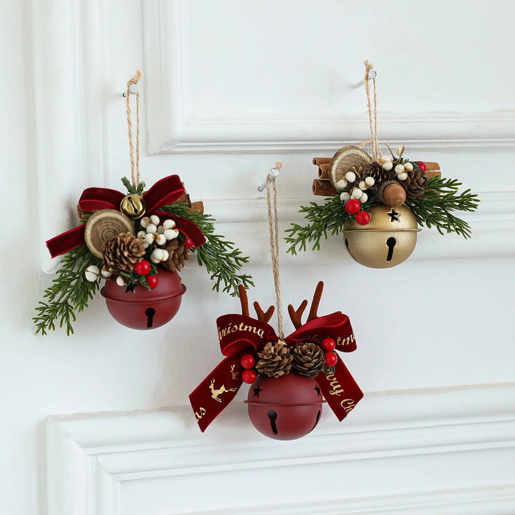Christmas Bells Antlers Bows Pinecone Bells Mixed Pendants Christmas Tree Window Display Car Hanging Decorations Oasis Select