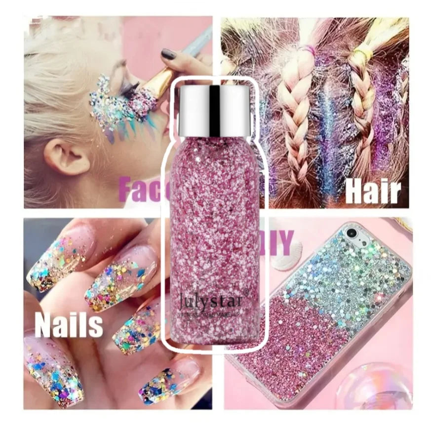 Body Glitter Sequins Gel Longlasting Liquid Face Shimmer Multicolor Eye Shadow for Party Music Festival Makeup Accessory 30ml Oasis Select