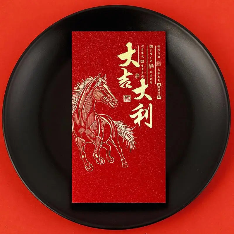 6pcs Pack 2026 Year Of The Horse Chinese New Year Lucky Money Envelopes, Cartoon Red Packet For Spring Festival Oasis Select B9