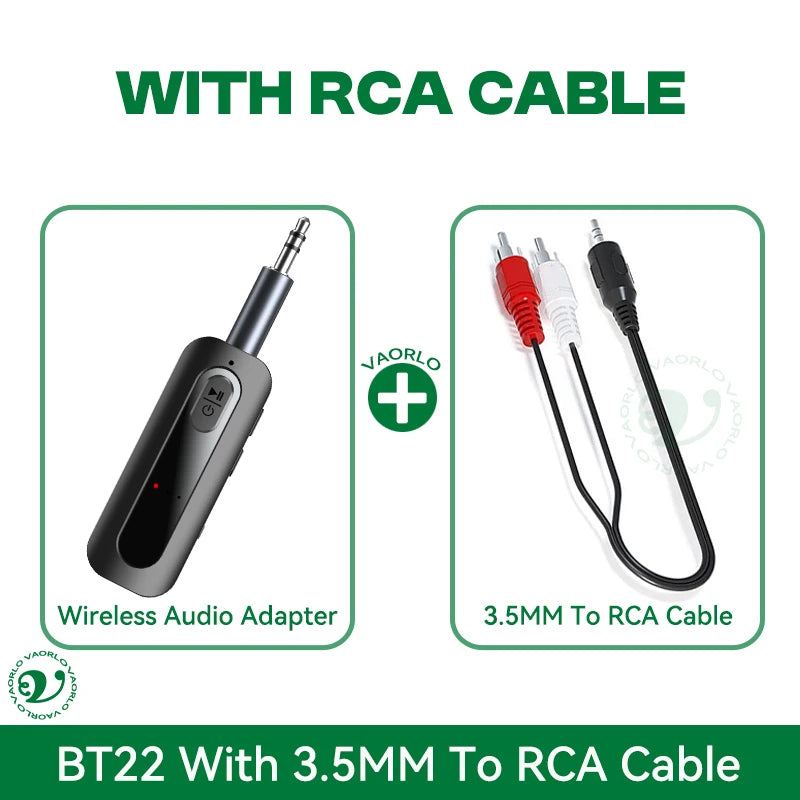 VAORLO Bluetooth 5.5 Audio Receiver Transmitter Support TF Card Play 3.5MM AUX Stereo Music Wireless Adapter With Mic For Car PC Oasis Select With RCA Cable