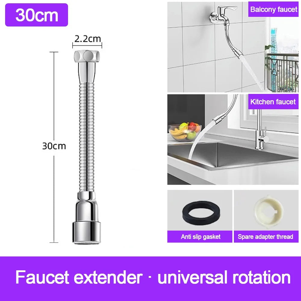 Flexible Faucet Extender Adapter Useful Rotatable Water Tap Hose Taps Lengthen Extender Bathroom Sink Kitchen Accessories Oasis Select 30cm