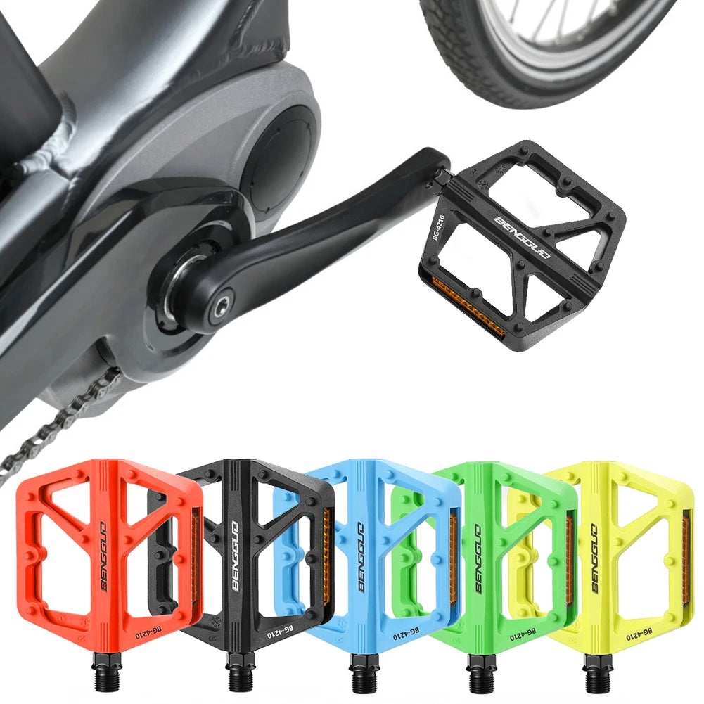 Ultralight Nylon Bike Pedals – Double DU Bearing & Reflector Bicycle Platform Pedals Oasis Select