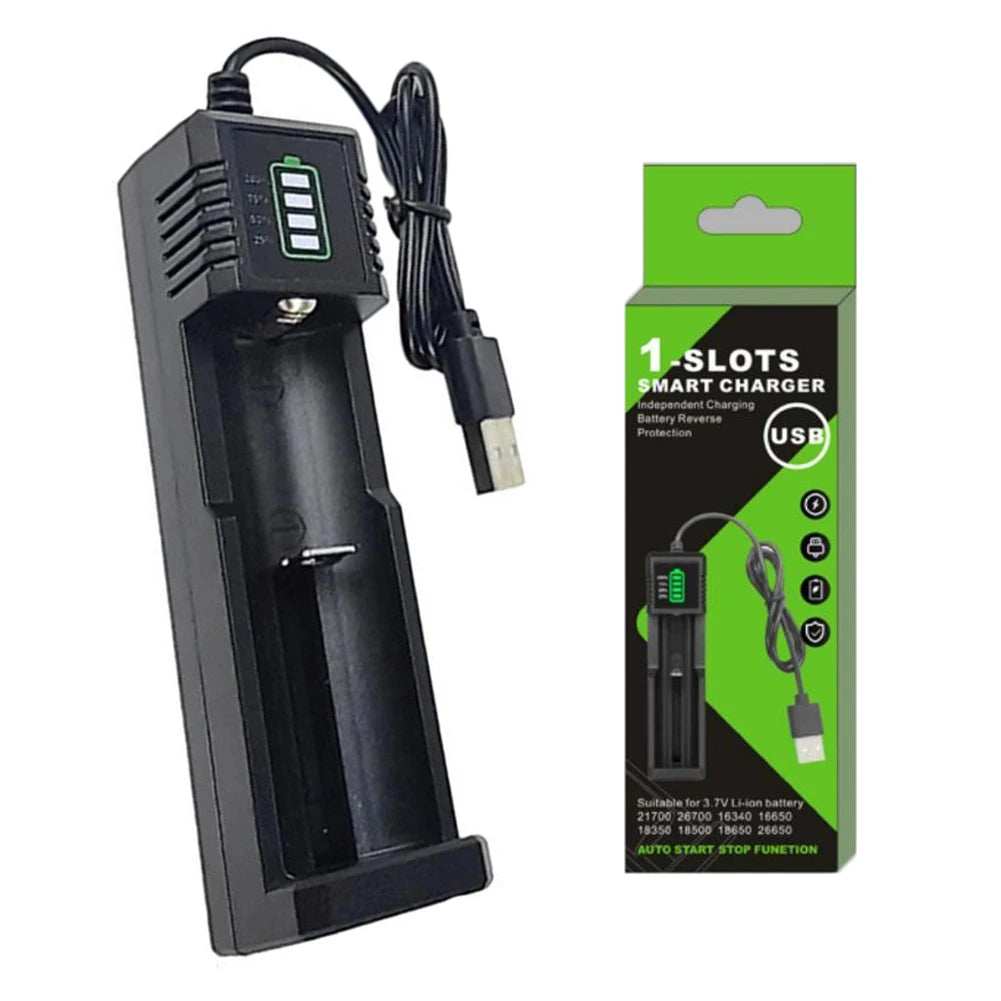 1/2/4Slot USB Smart Battery Charger For 21700 14500 18500 26650 Lithium Battery With LED Indicator Battery Charger Oasis Select 1 slot