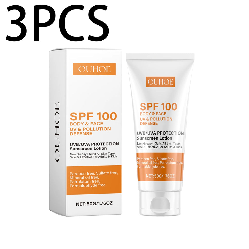 SPF 100+ Face & Body Sunscreen – Non-Greasy UVA/UVB Cream Facial Sunscreen Oasis Select 150g boxed
