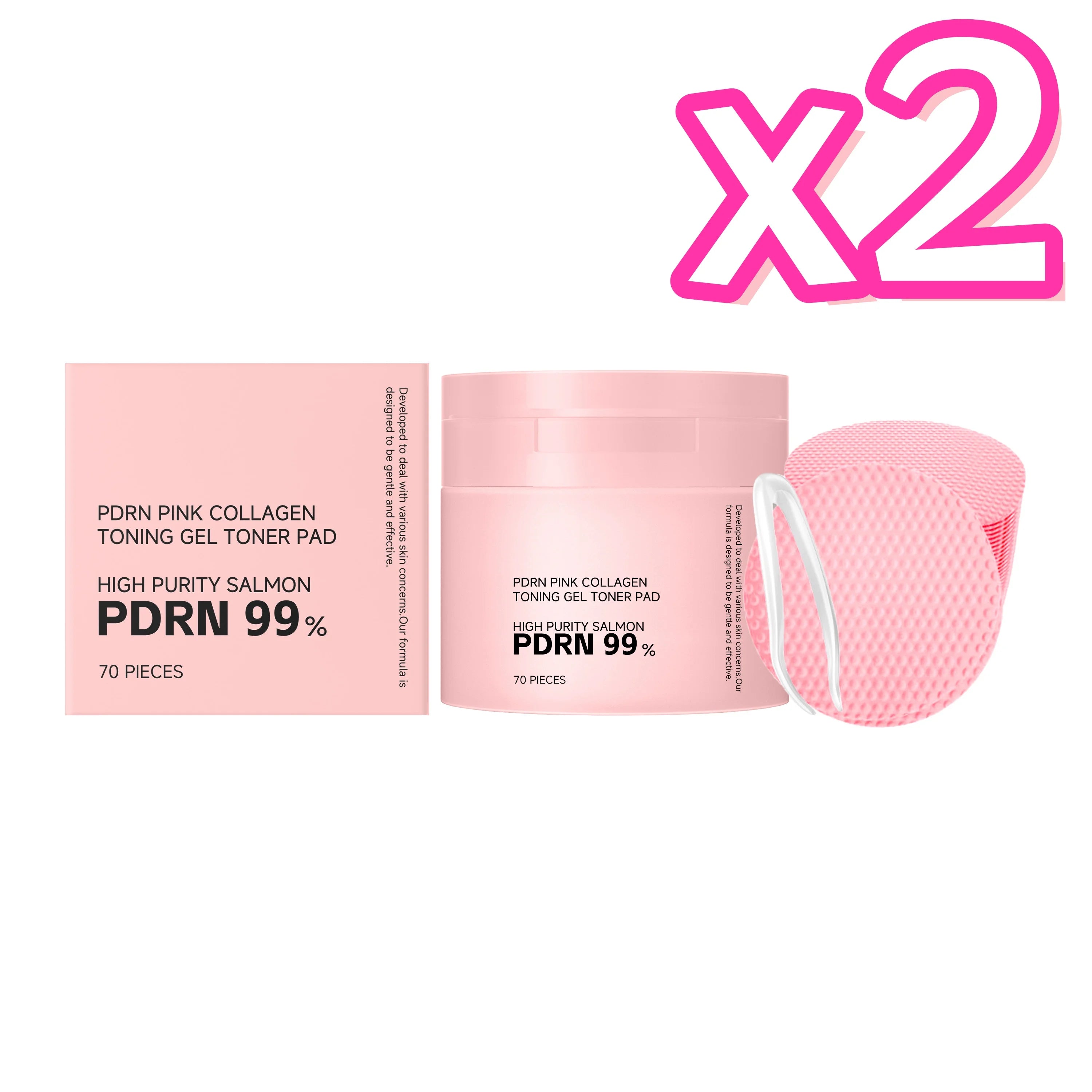 PDRN Collagen Toner Pads Repair Skin Barrier Calm Redness Hydrate Skin Reduce Skin Fine Lines Brighten Dullness Facial Toner Pad Oasis Select 2 x 70pcs Boxed