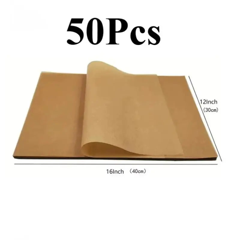 200Pcs Air Fryer Parchment Paper Burger Dessert Sandwich Wrapping Brown Wax Paper Kitchen Oven Paper Oasis Select 50pcs 30x40cm