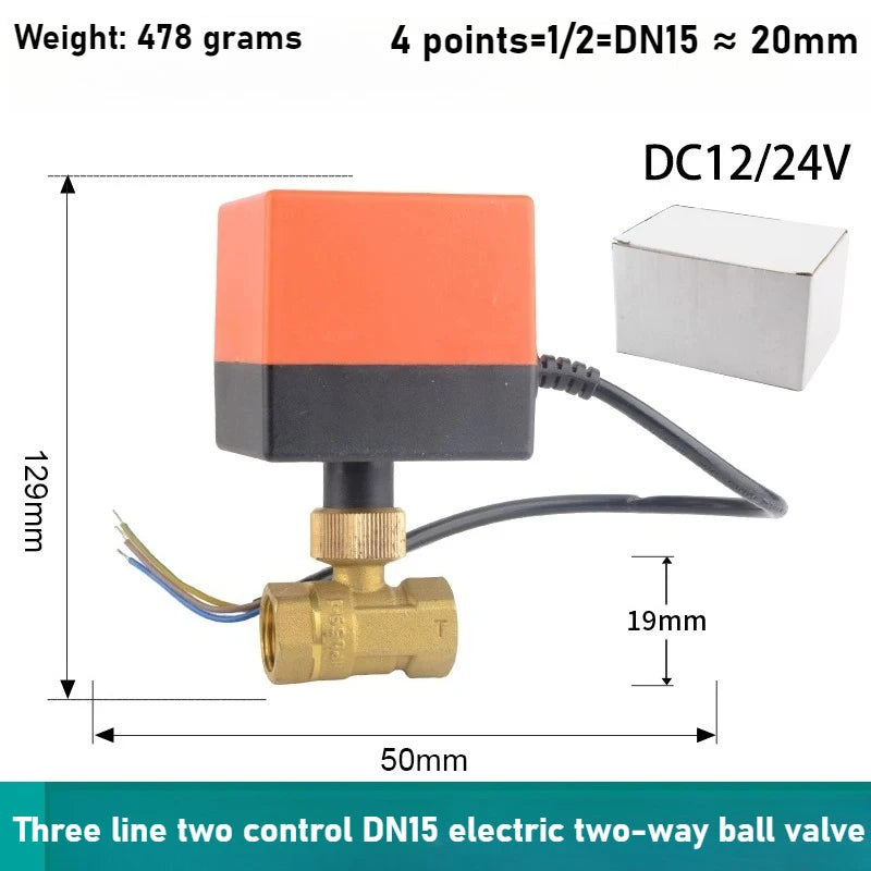 Electric Two-way Ball Valve DN15 20 25 32 40 50 Three Wire Two-point Control 220V 12V 24V Copper Electric Ball Valve Oasis Select DN15 DC12 24V 3 lines 2 controls two-way