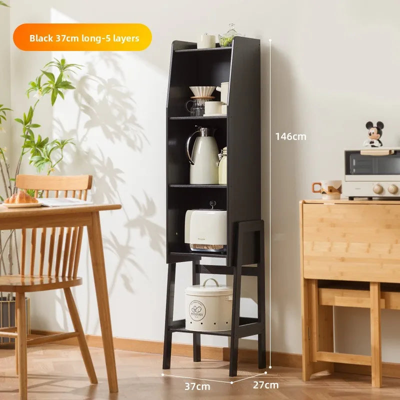 Kitchen rack Floor-to-ceiling multi-layer locker Edge storage cabinet Household multi-functional narrow gap crevice frame Oasis Select Black large