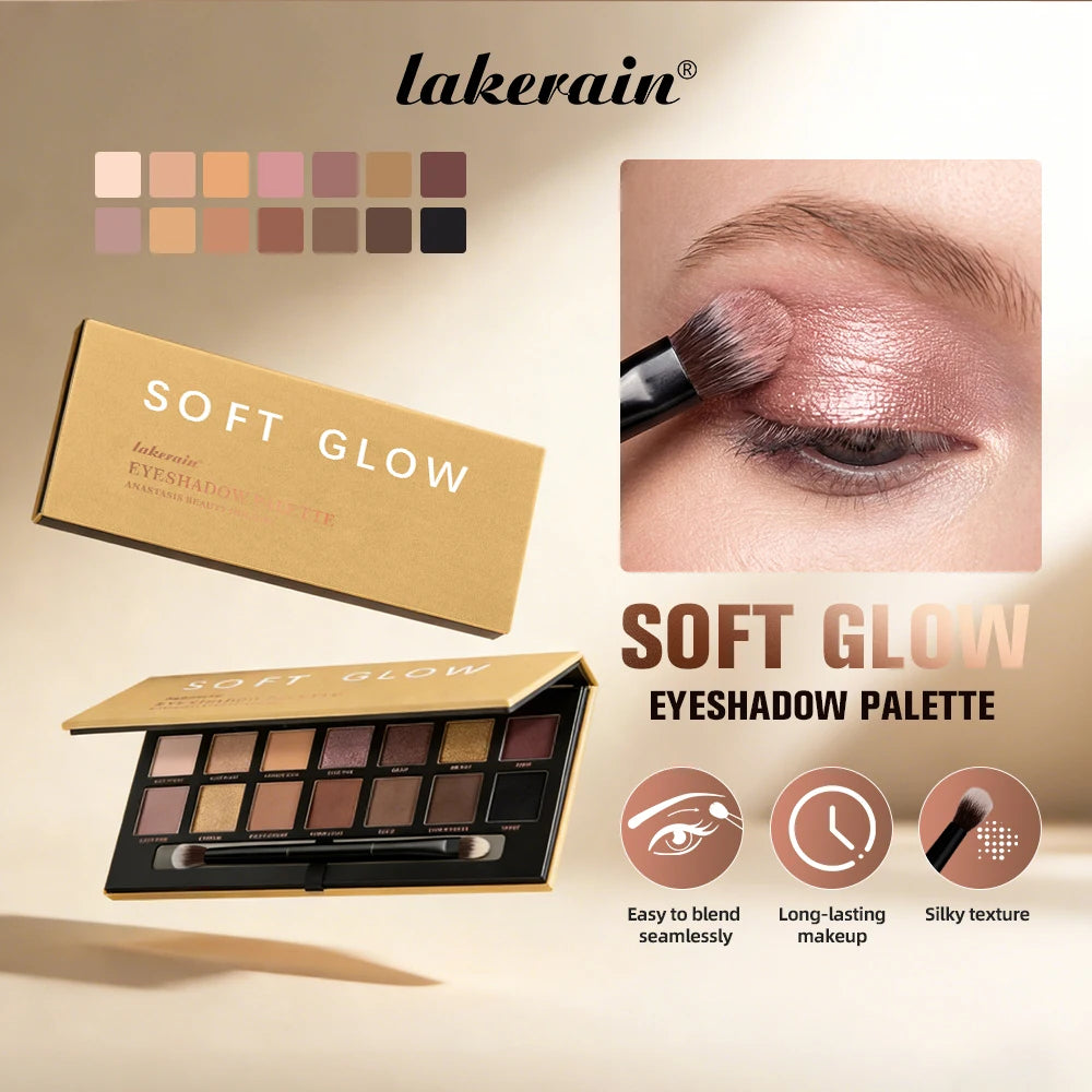 Soft Glow Eyeshadow Palette 14 Color Tones Natural Gentle Long lasting Eye Makeup Effect High Color Rendering Eyeshadow Palette Oasis Select