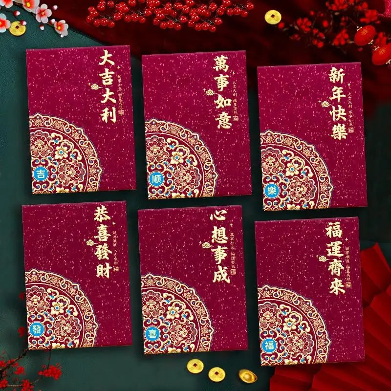 6Pcs Paper 2026 Horse Year Red Envelope Mini Cartoon Lucky Money Bag Traditional Blessing Red Pocket Marriage Celebration Oasis Select B15