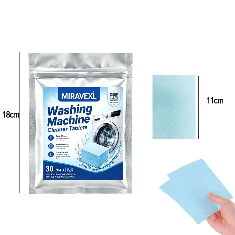 30Pcs Washing Machine Cleaner Tablets, Deep Clean Washer Tub Descaler Remove Limescale Mold Mildew Odor, Fit Front Load, etc. Oasis Select