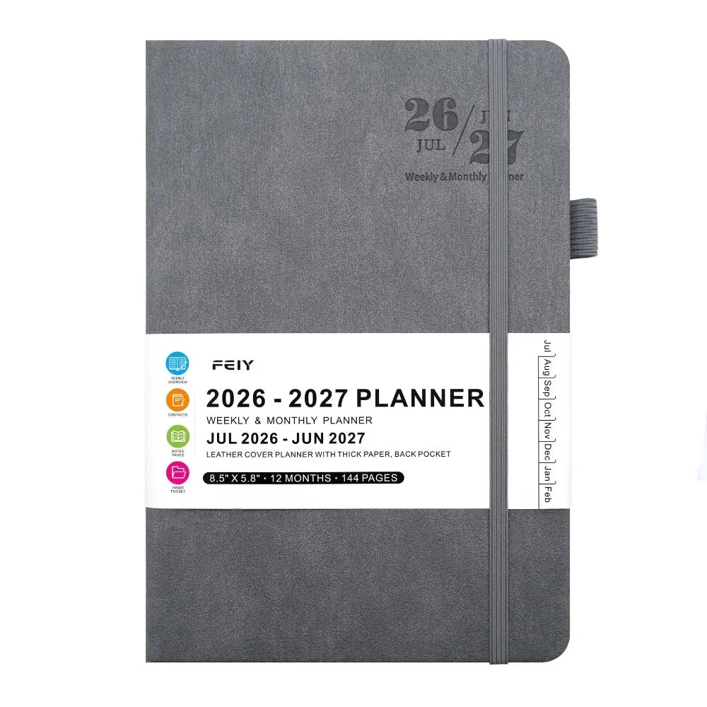 A5 English 2026-2027 Schedule Book Simple Agenda Planner Notebook Thick Paper Time Management Planner School Students Gift Oasis Select Grey