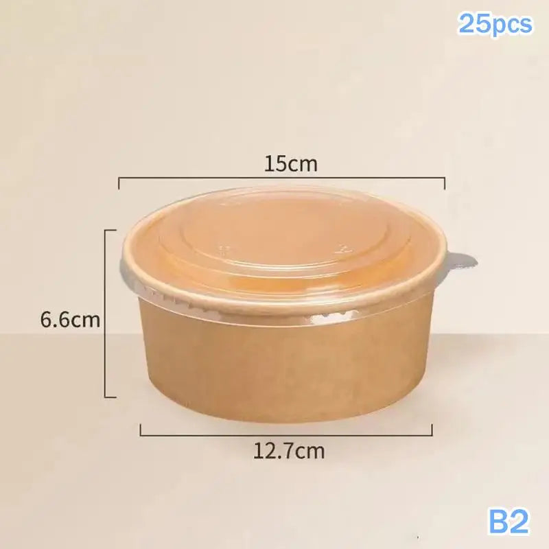 25pcs Kraft Paper Bowls Cups Fruit Salad Bowl Kraft Containers Salad Food Prep Kraft Box Cream Ice Snack Storage 500/750/1000ml Oasis Select B2