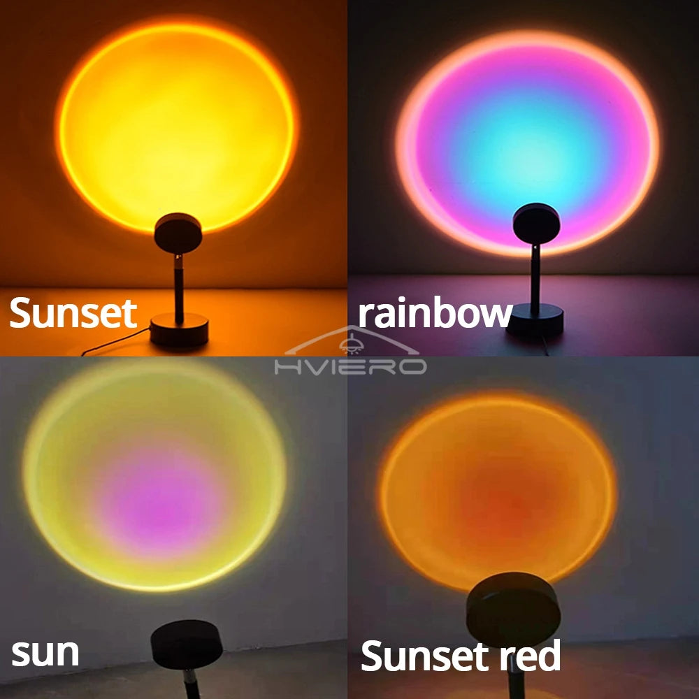 Sunset Rainbow LED Projector Lamp | USB Night Light for Home Decor