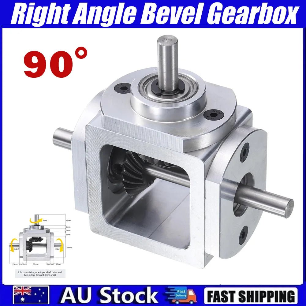 New Gear-Box 90 Degree Right Angle Bevel Gear-Box 1:1 Single Output Shaft 1 Module 20 Teeth Bevel Gear Aluminum Frame Oasis Select Default Title