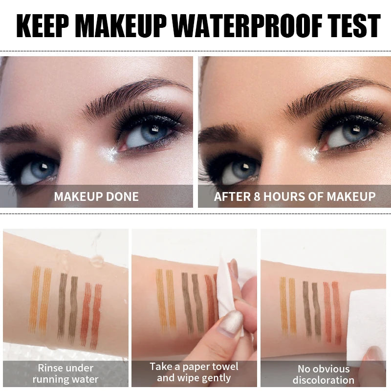 QIC 4-Tip Liquid Eyebrow Pen – Waterproof & Long-Lasting, 5 Colors
