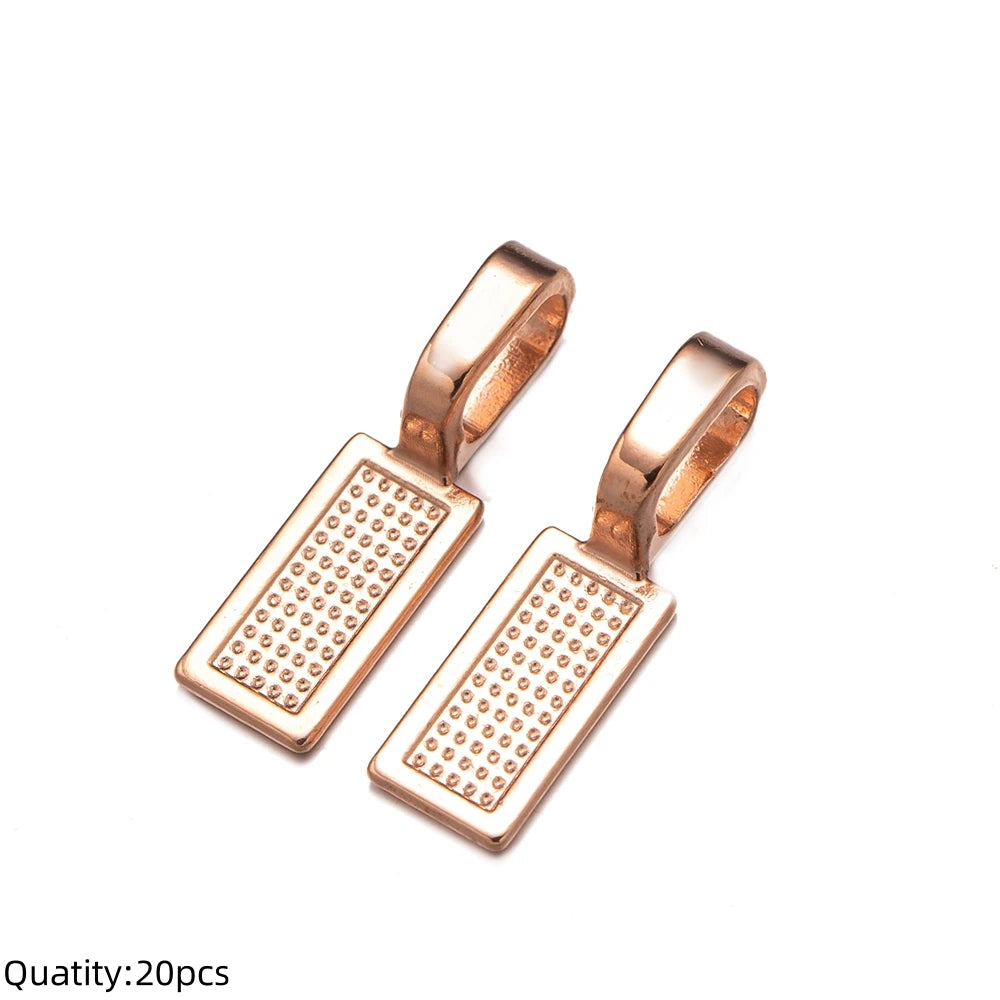 20/50pcs Spoon Glue-on Flat Pad Pendant Bail Oval Scrabble Linking Charm Bails Charm Connector Hangers for DIY Jewelry Making Oasis Select Rose Gold
