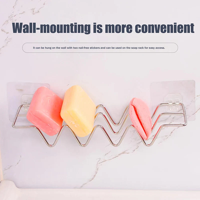 SUSU Stainless Steel Soap Rack Shelf Kitchen Dish Household Draining Countertop Basin Soap Holder Bathroom Accessories Oasis Select