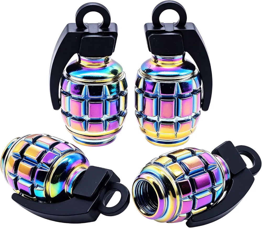 4PCS Colorful Tire Valve Stem Caps, Aluminium Alloy Tire Valve Stem Covers Universal Car Wheel Tire Valve Caps for Cars Trucks Oasis Select Colorful-4Pcs