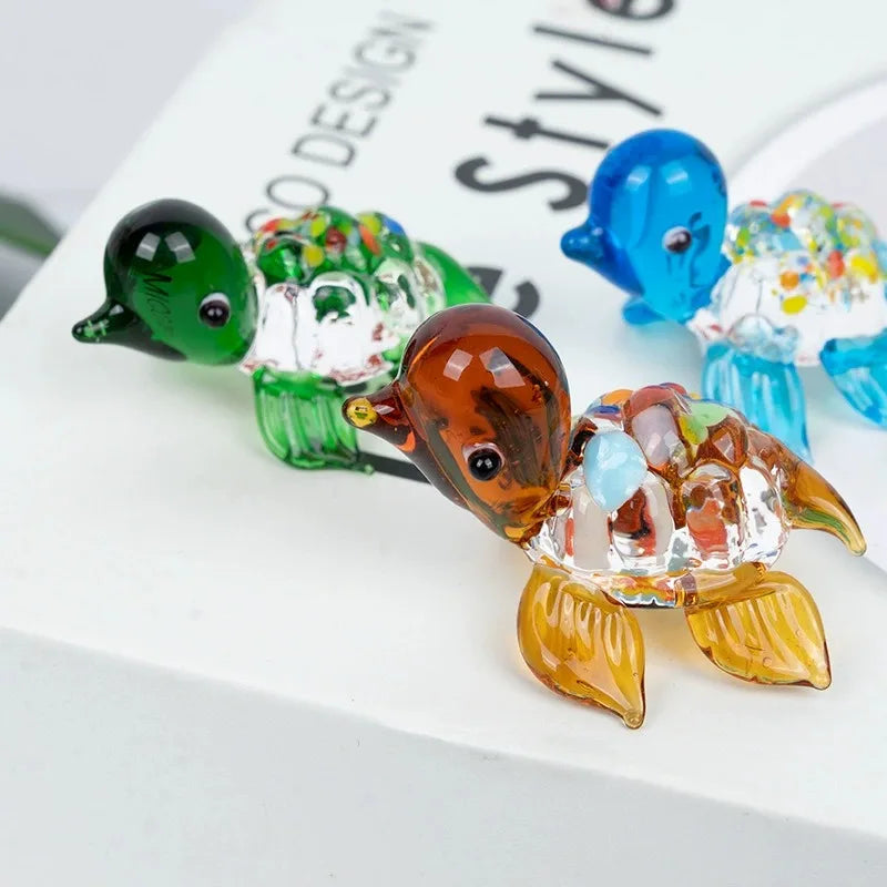 Cute Glass Turtle Miniature Figurine Japan Style Cartoon Sea Animal Ornaments Aquarium Fish Tank Kawaii Decor Accessories Oasis Select