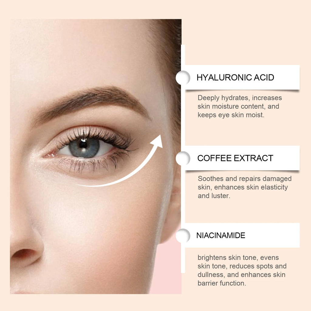 Coffee Eye Mask Anti-Aging Reduce Dark Circles Wrinkle Relieve Swelling Moisturizing Firm Whiten Skin Hyaluronic Acid Eye Mask Oasis Select