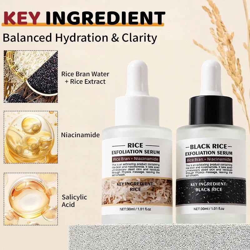 2PCS travel suit black rice combination suit, physical exfoliating essence, cleaning Skin pores contain oil Oasis Select