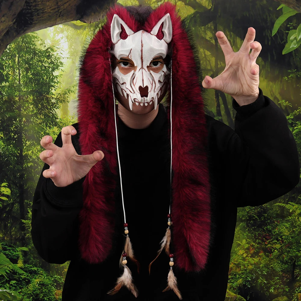 fursuit Halloween Carnival Animal Mask Viking Fox Werewolf Mask cosplay costumes accessions jirai kei Halloween cosplay Oasis Select