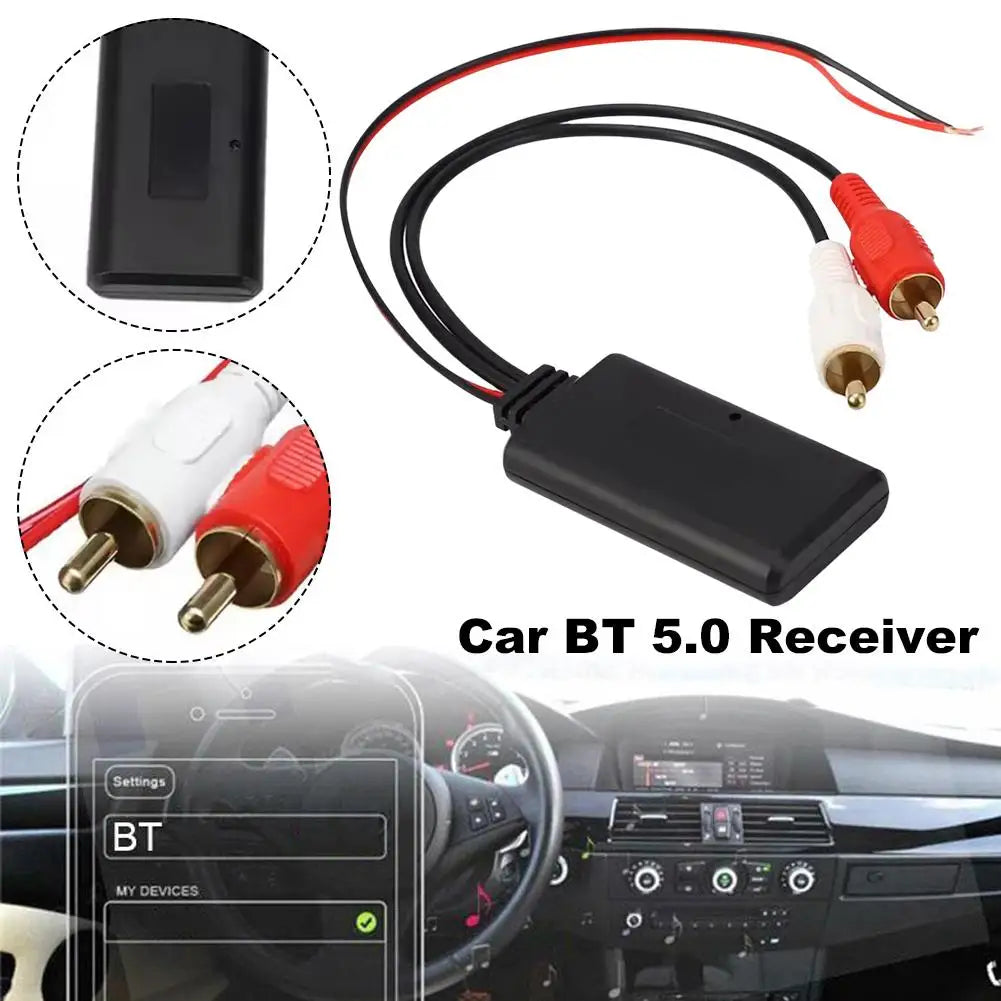 Bluetooth 5.0 Car Audio Receiver – 2RCA Adapter Plug & Play