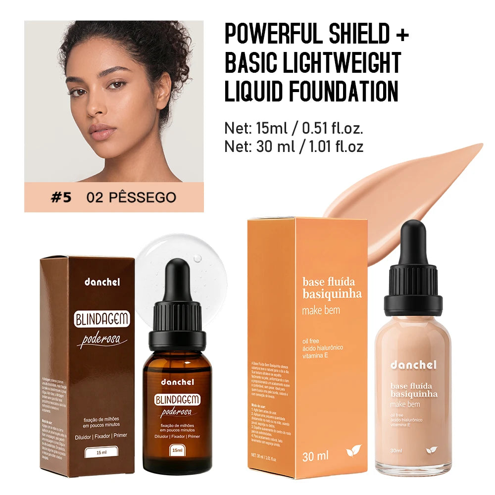 2pcs Face Makeup Set, Primer Serum + Liquid Foundation Waterproof Long-Lasting Natural Coverage Makeup Combo for Women Gifts Oasis Select SET 5
